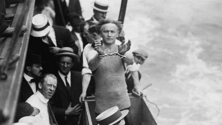 houdini on boat in handcuffs