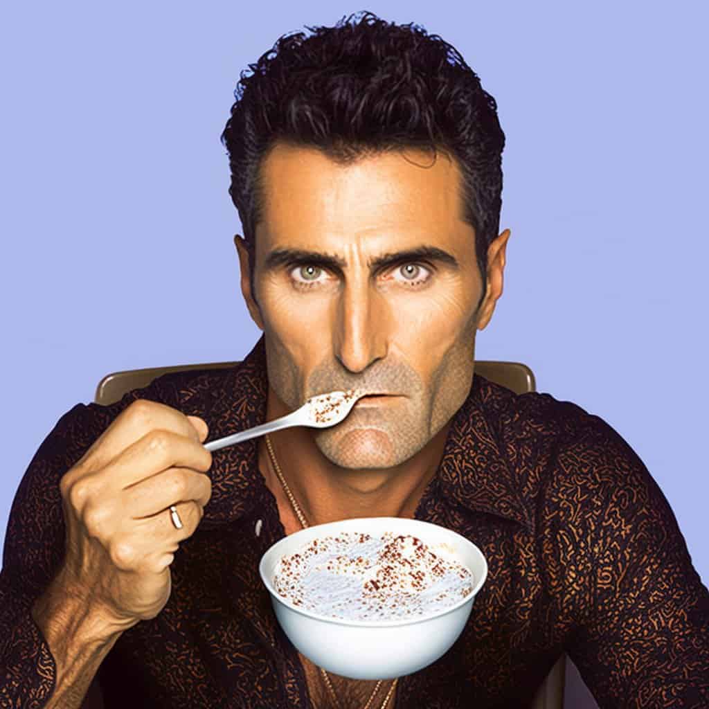 uri geller eating cereal with bent spoon